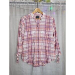 Abercrombie & Fitch button up plaid purple pink women's large